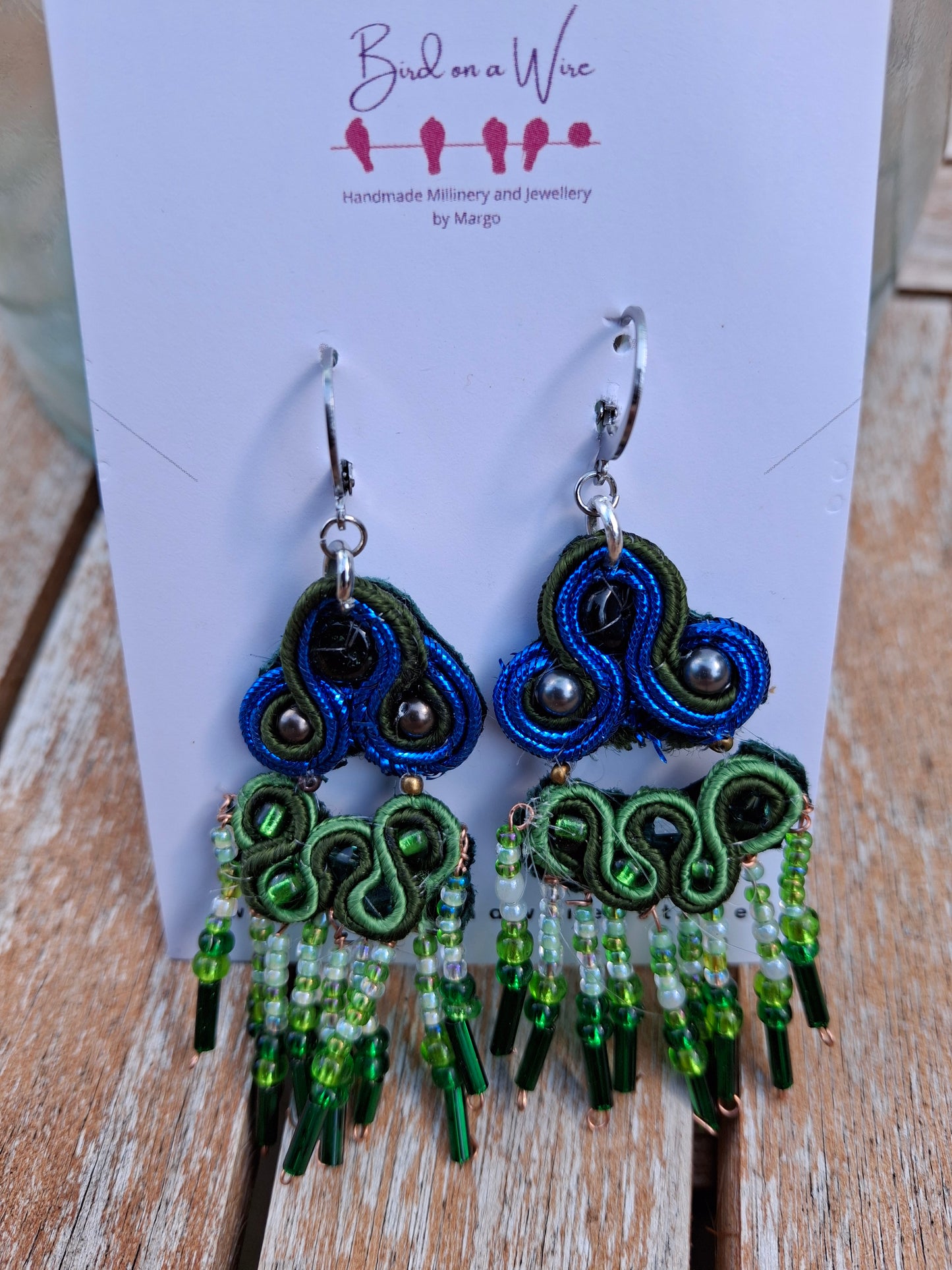 Peacock feather Soutache earrings