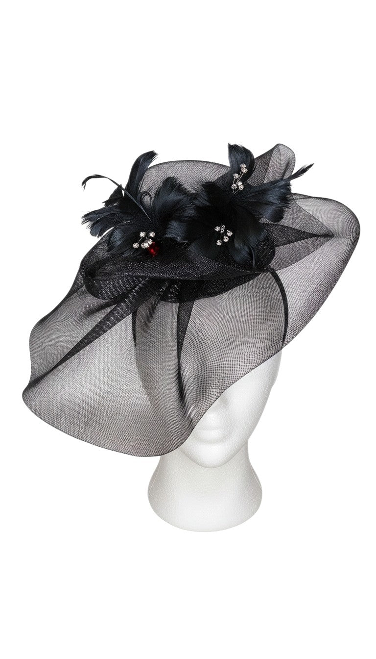 Jean Black Feather Flowers