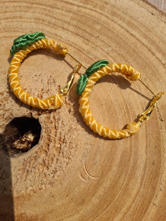Soutache yellow hoops
