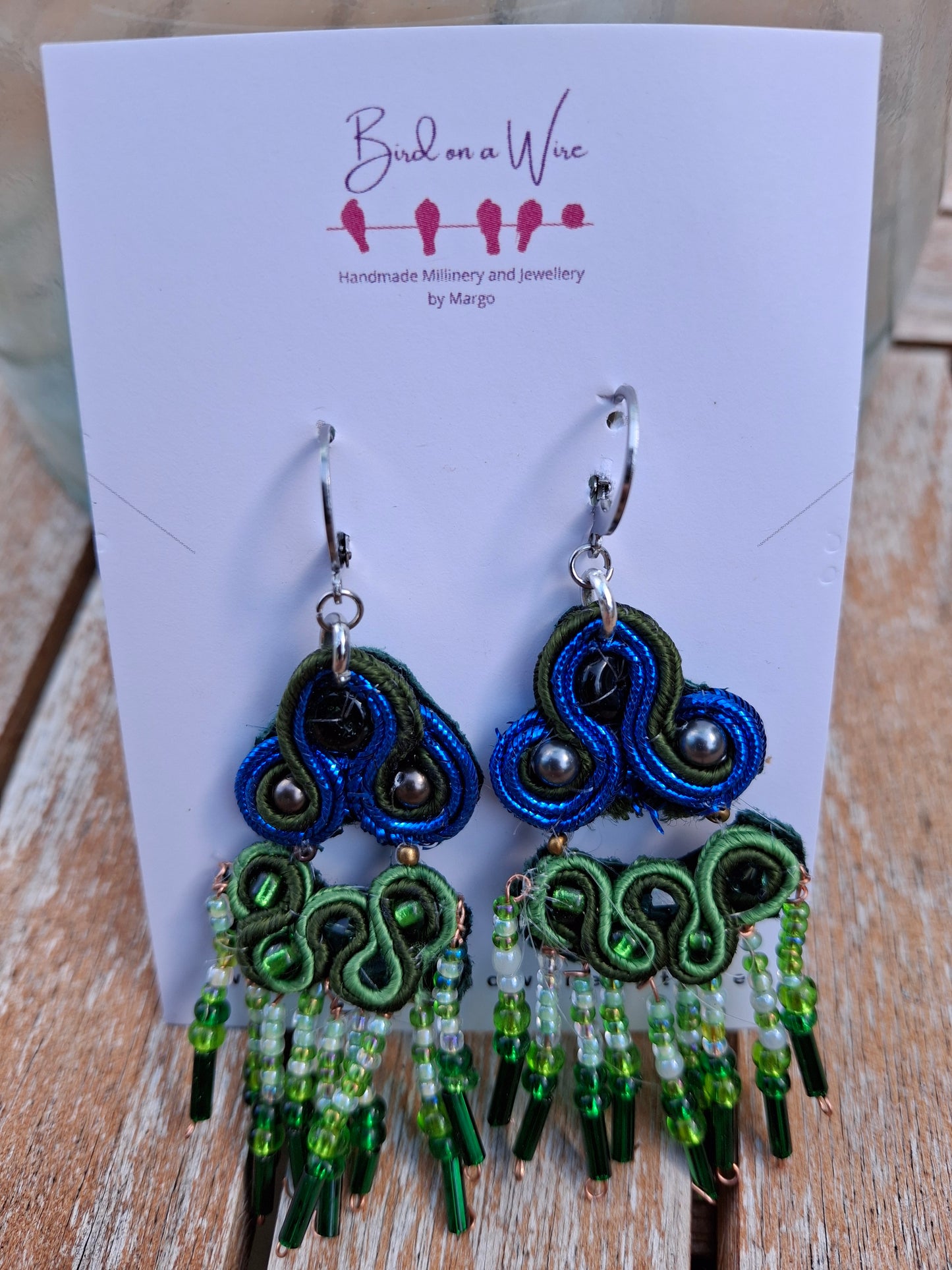 Peacock feather Soutache earrings