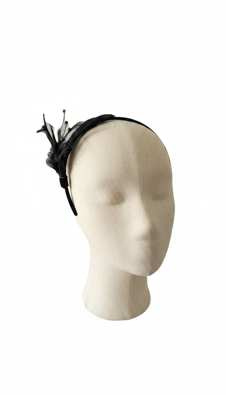 Ladies One Size Black Feather hairband with crystals