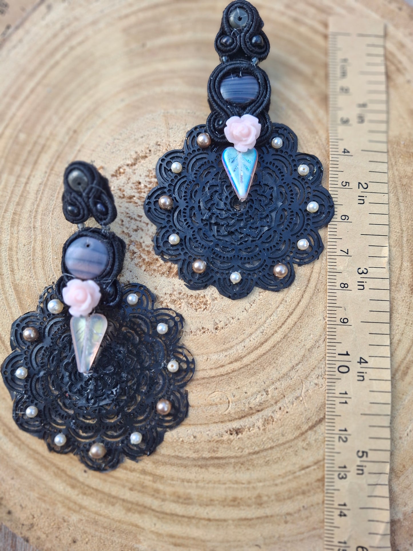 Black lace earrings