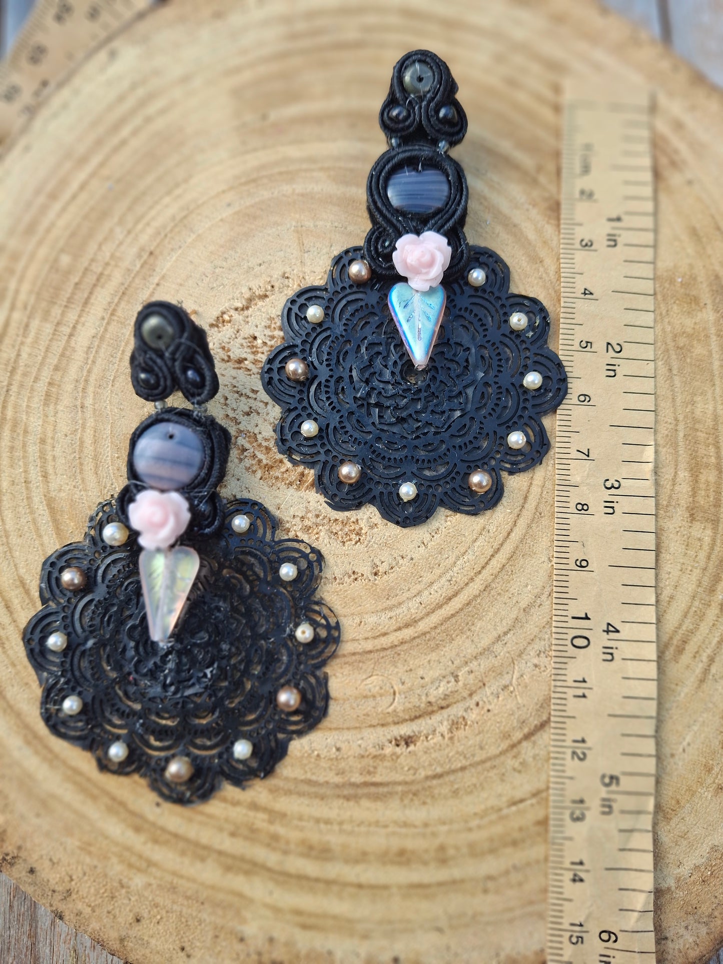 Black lace earrings