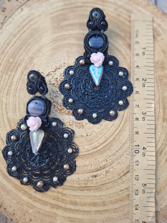 Black lace earrings