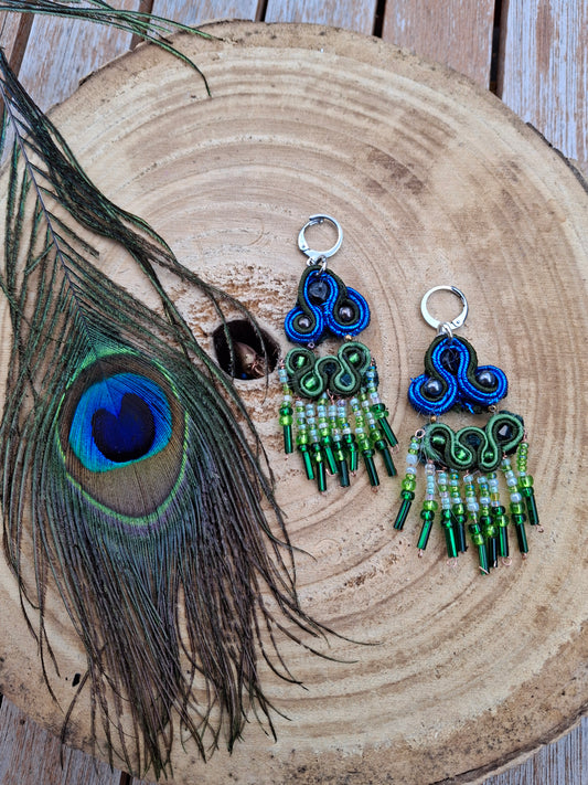 Peacock feather Soutache earrings