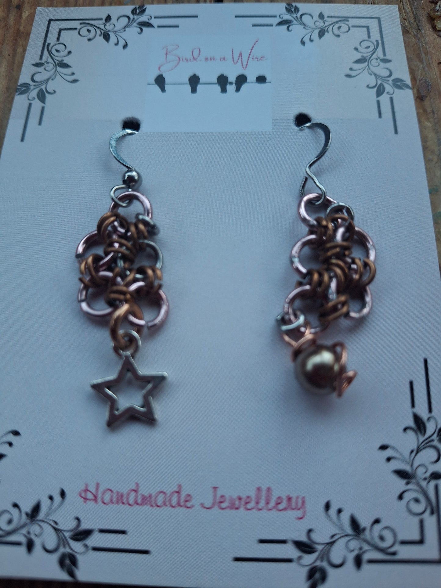Rose gold chainmail mirrored earrings