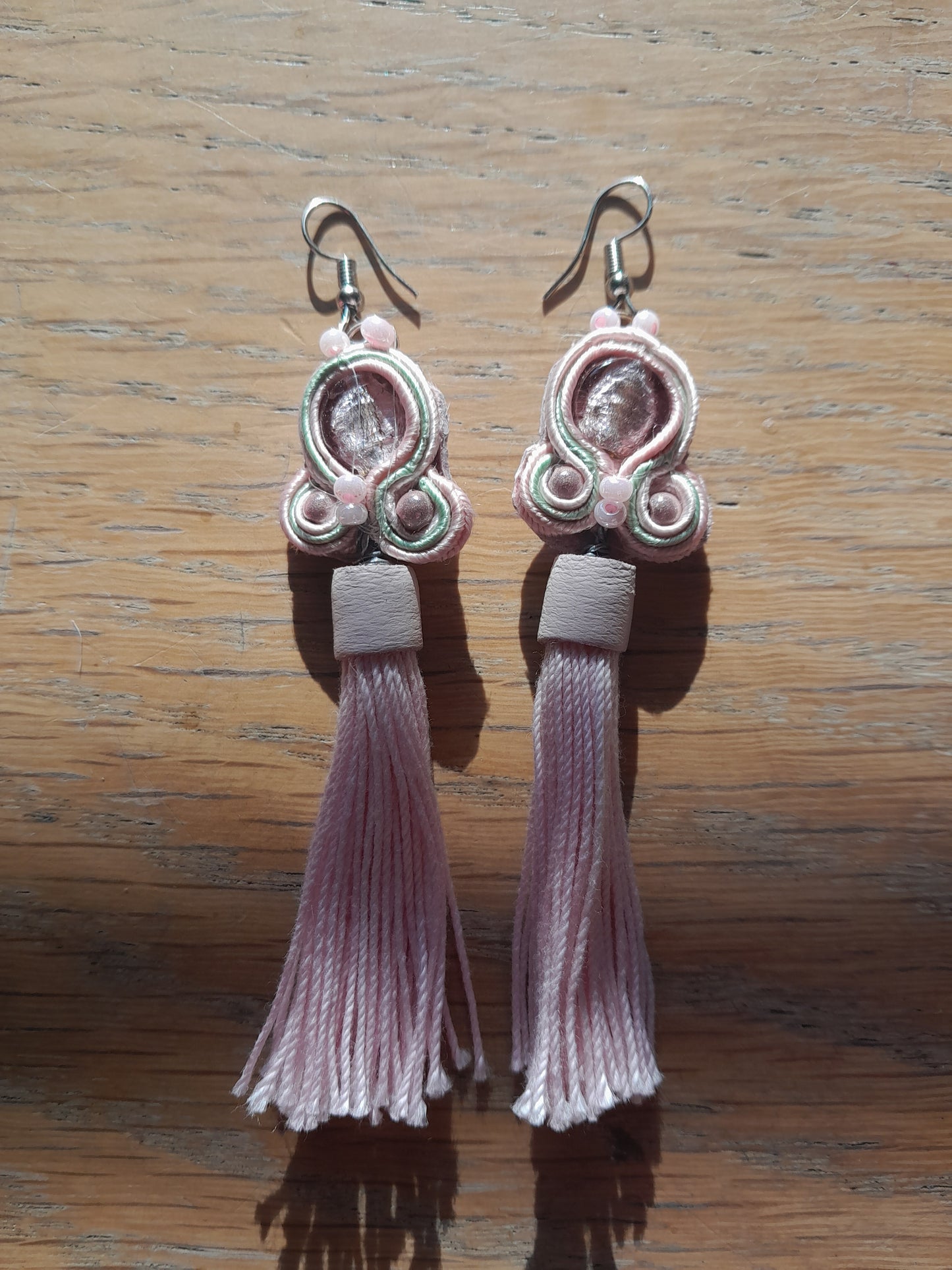 Light pink tassel earrings