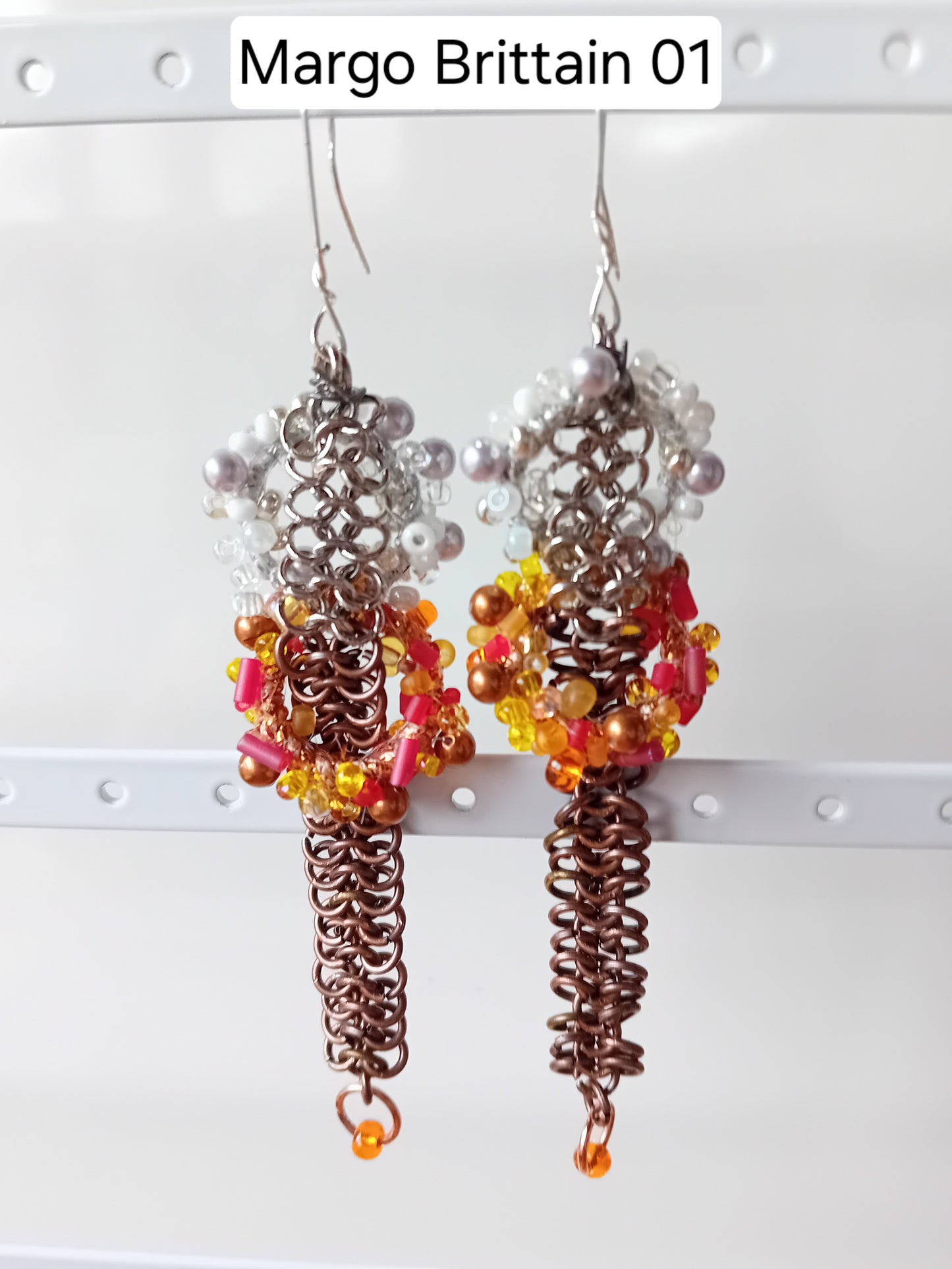 Fire and Ice chainmail earrings