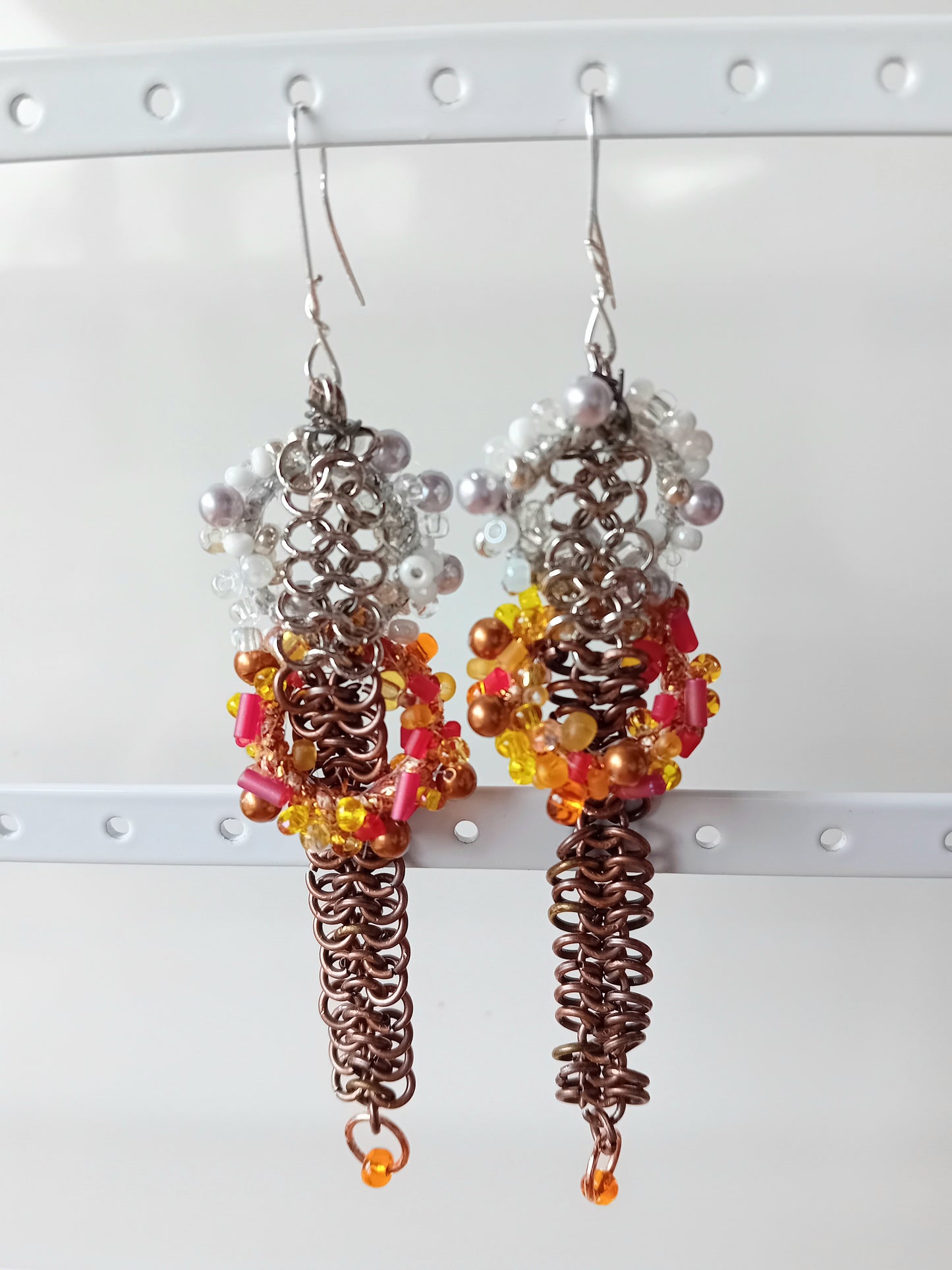 Fire and Ice chainmail earrings