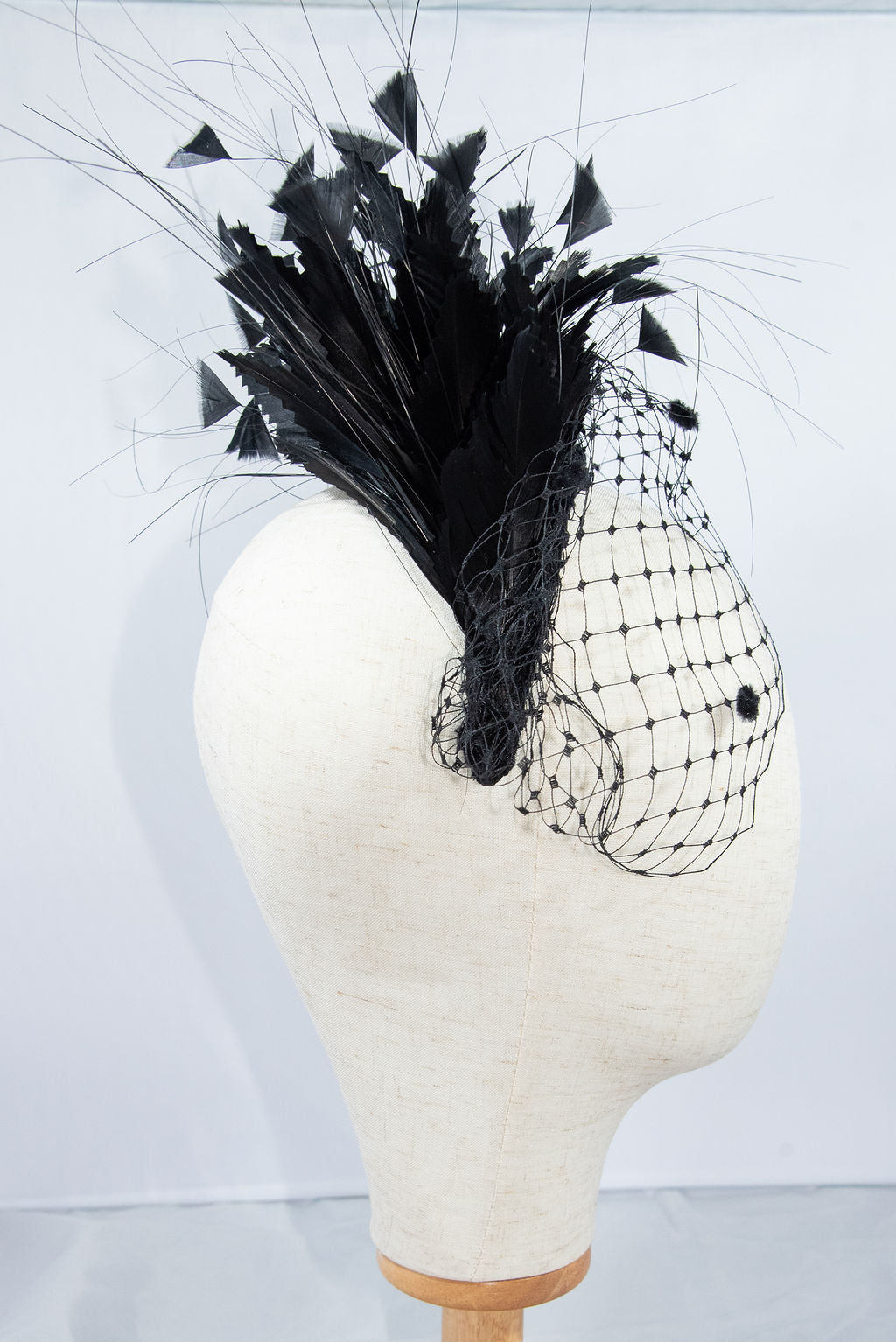 Black feather fascinator hairband