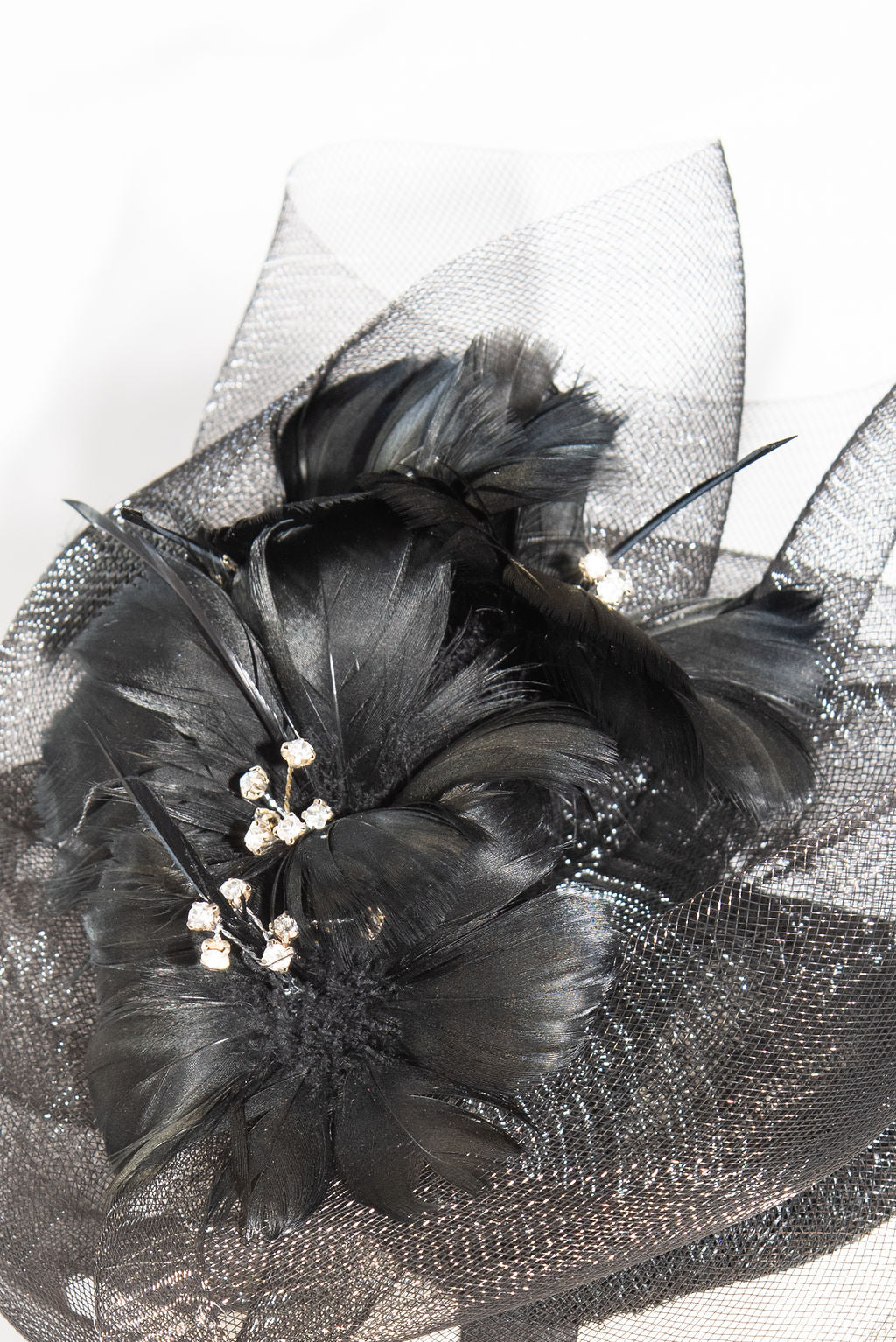 Black crin feather flowers hairband