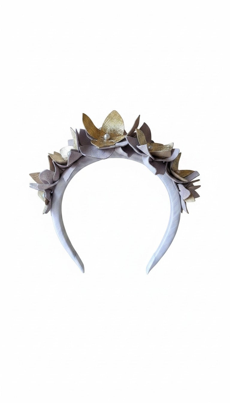 Golden girl Leather flower hairband