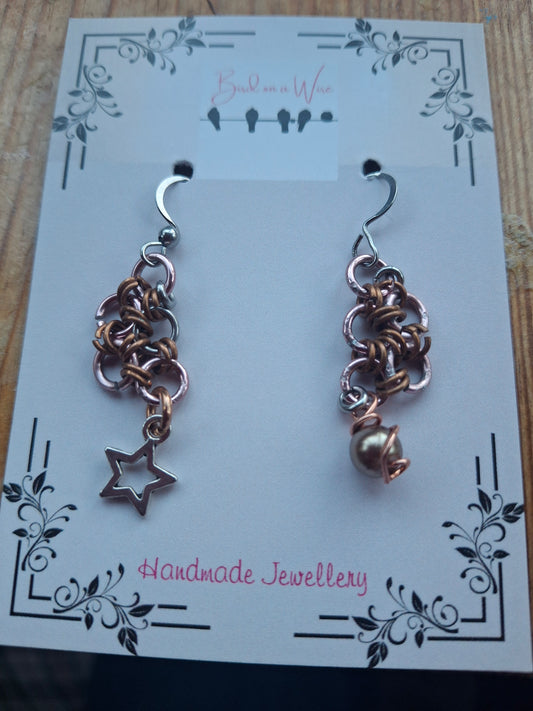 Rose gold chainmail mirrored earrings