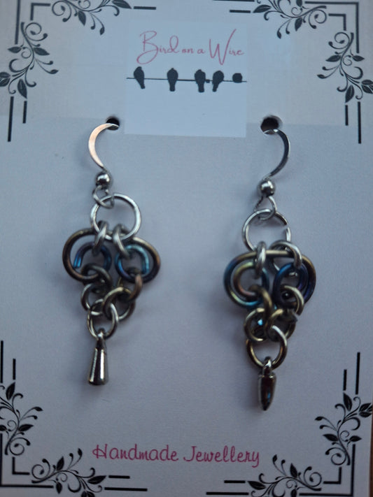 Titanium and stainless steel chainmail earrings