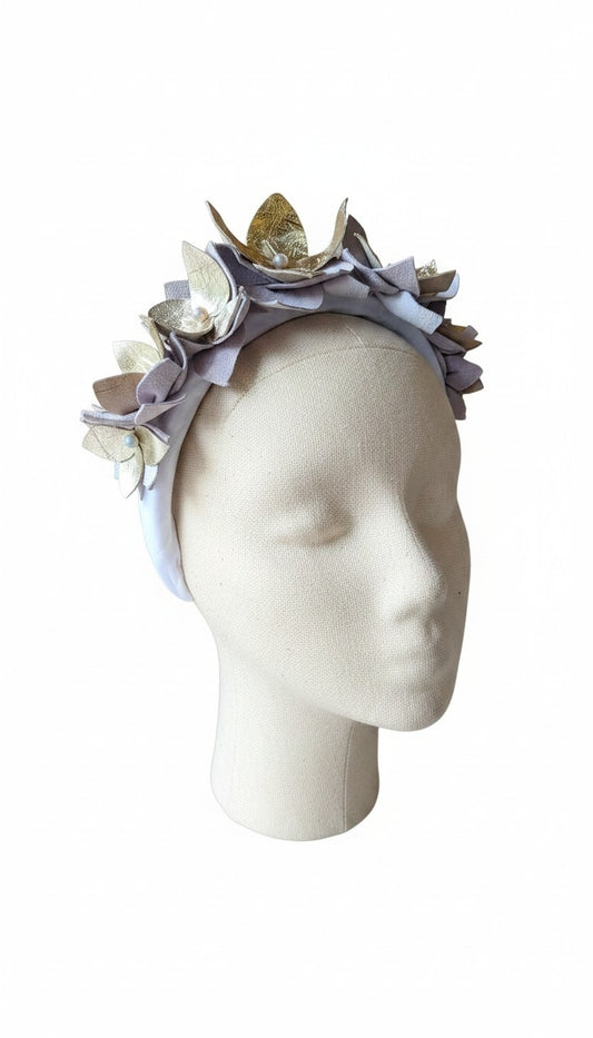 Golden girl Leather flower hairband