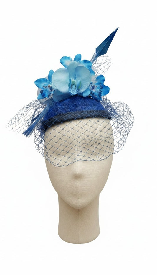 Blue Orchid small hat with veil