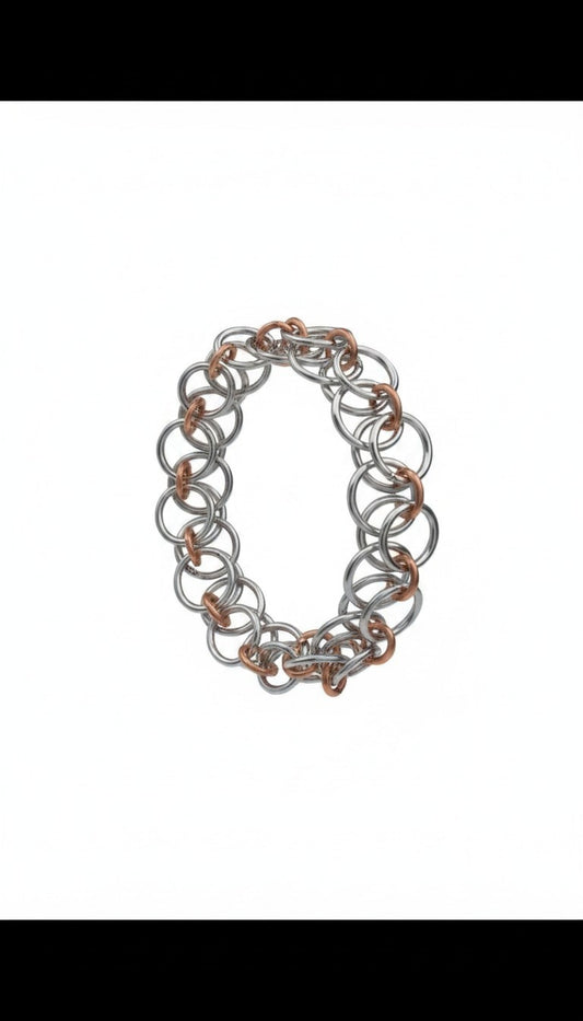 Stainless steel with copper chainmail bracelet