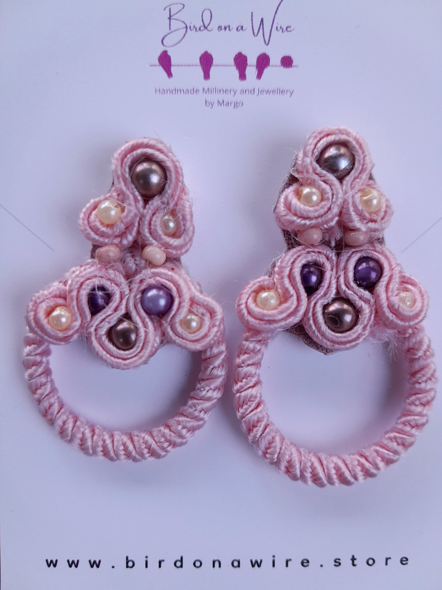 Pale pink Soutache earrings