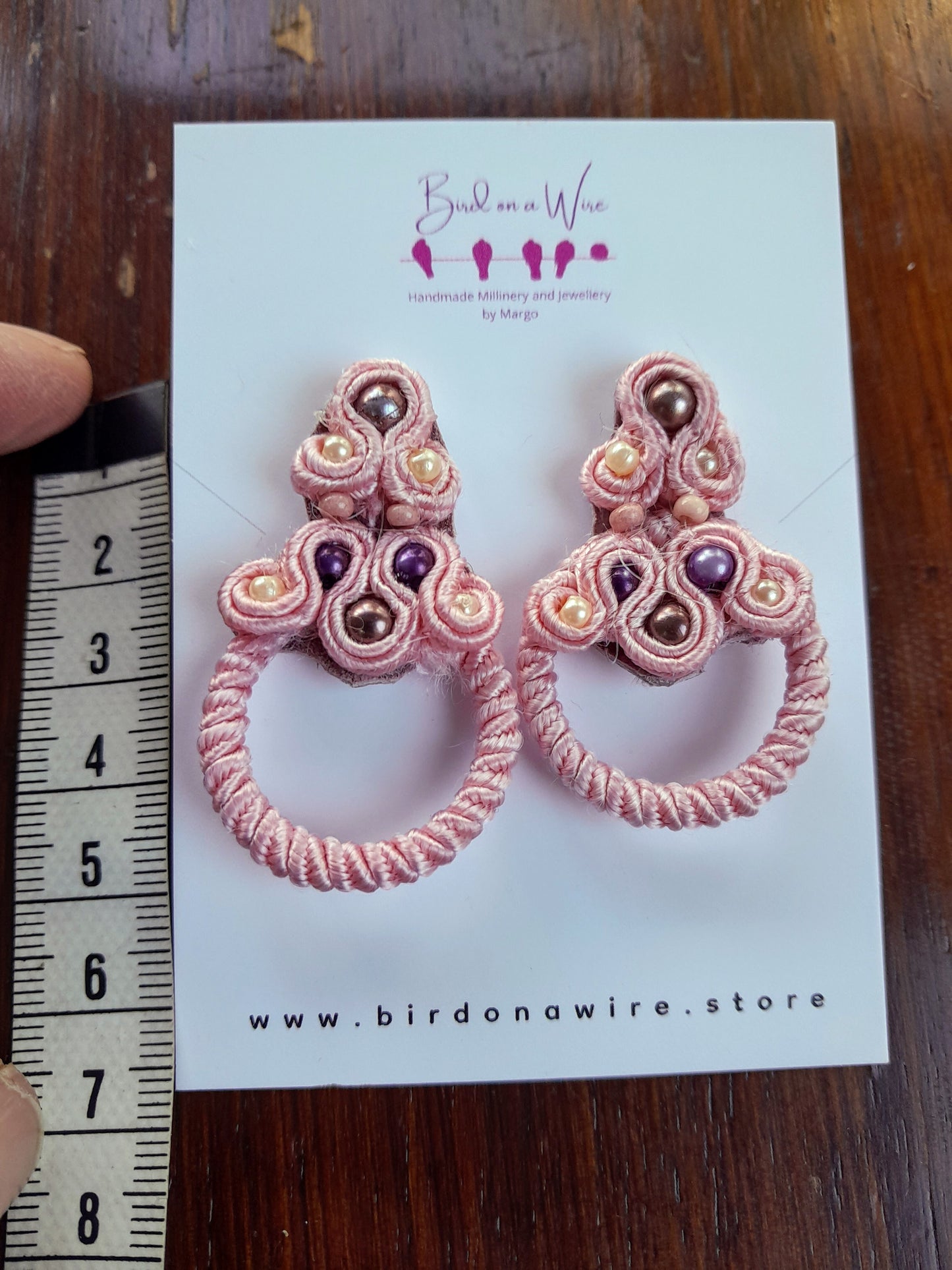 Pale pink Soutache earrings