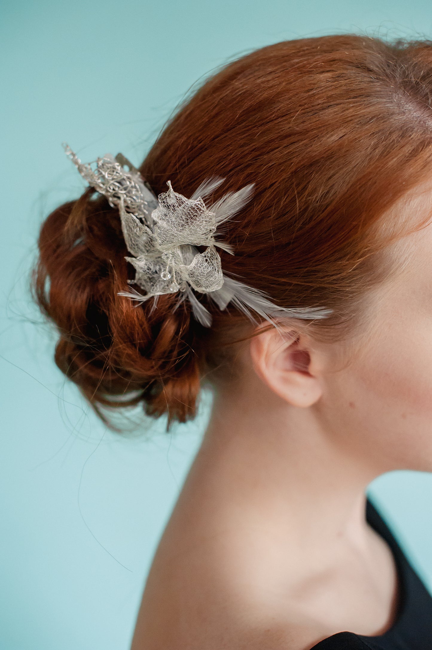 Alternative Bride  Silver Wire mesh hair clip